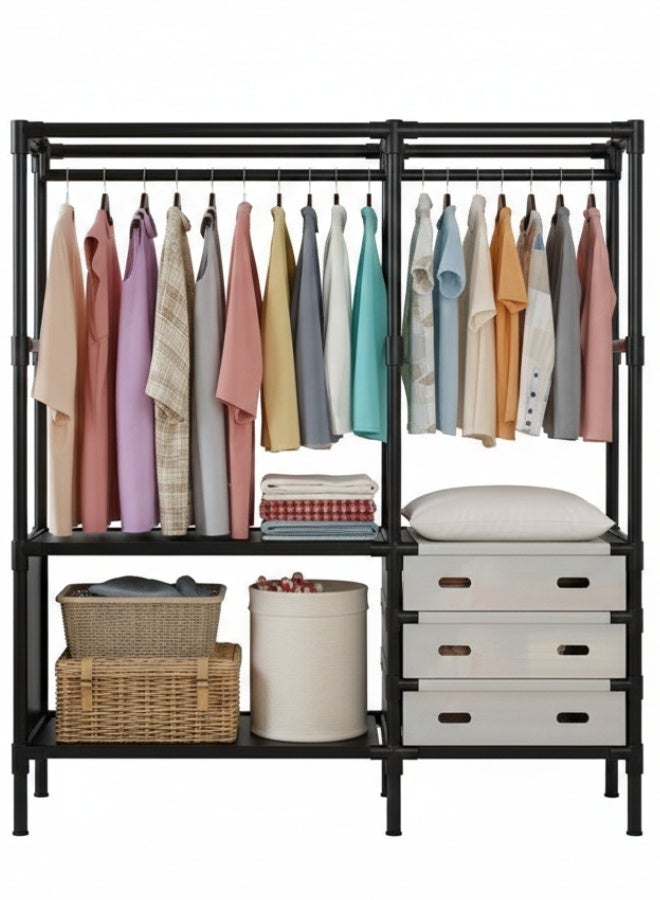 Happy Home Freestanding closet organizer, sturdy wardrobe organizer, portable clothes rack, modern open wardrobe, versatile hanging rack with shelves and storage boxes for organizing clothes and saving space, 103 x 41 x 170 cm - Image 1